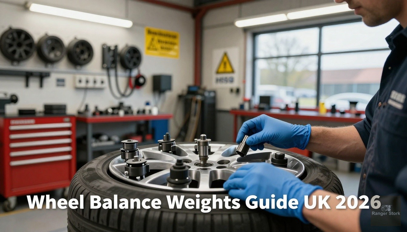 various wheel balance weight types on alloy wheel including clip-on and adhesive - UK workshop professional guide