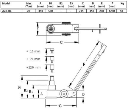 Compac A28-HC Air Hydraulic Jack 28 Ton - Heavy-Duty Lifting for Workshops