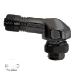 TAF 25LMS Angled Motorcycle Tyre Valve - 11.3mm Bore, Black Alloy
