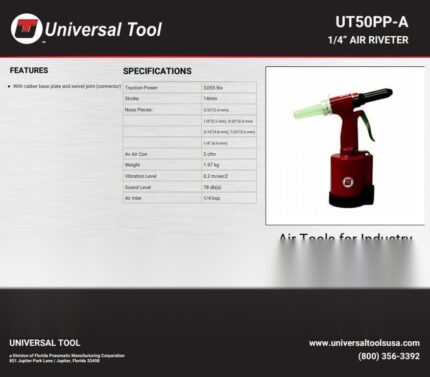 Ranger Stork UT50PP-A 1/4" Air/Hydraulic Riveter